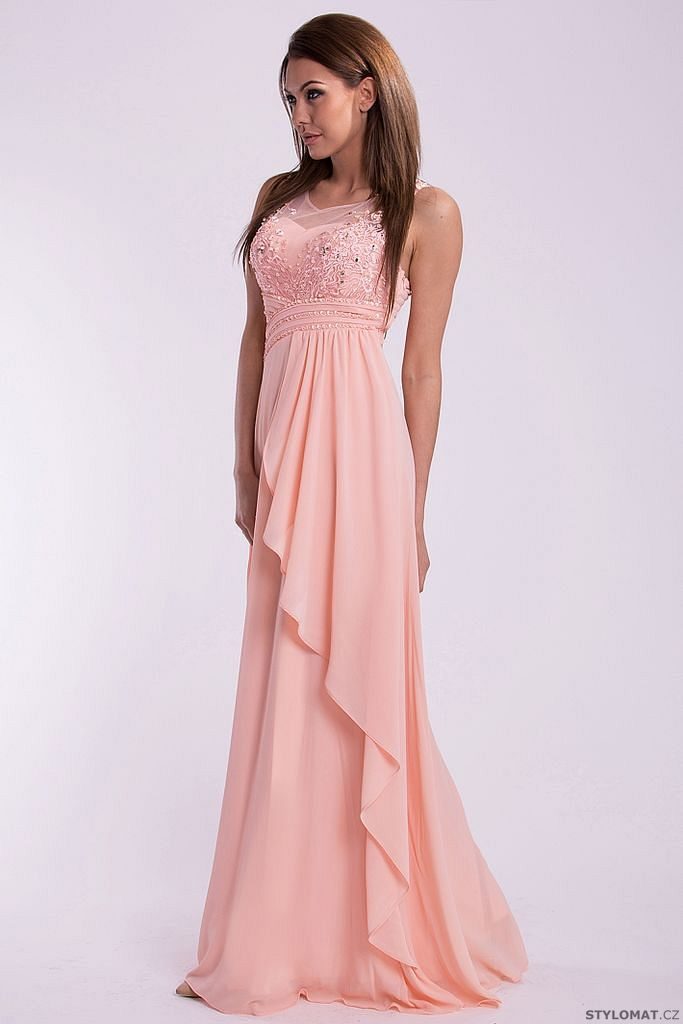 Luxusní růžové šaty na ples - Eva&Lola - Dlouhé společenské šaty