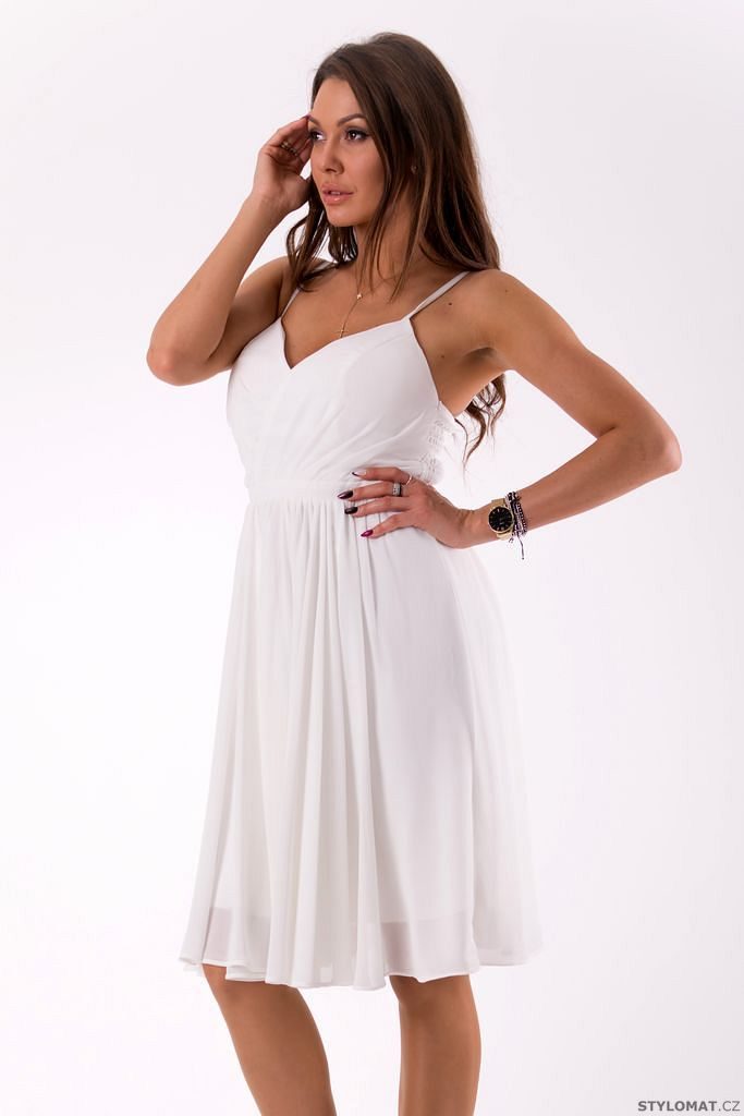 Elegantní šaty na ramínka bílé - Eva&Lola - Šaty do tanečních
