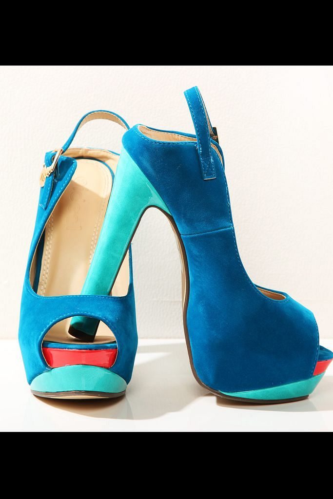Dámské modré boty na vysokém podpatku - Ideal Shoes - Sandále