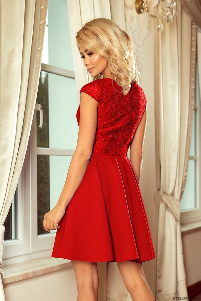 Krajkové šaty červené - Numoco - Šaty do tanečních