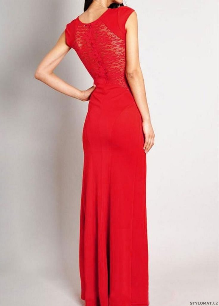 Dámské elegantní dlouhé červené šaty - Damson - Dlouhé společenské šaty