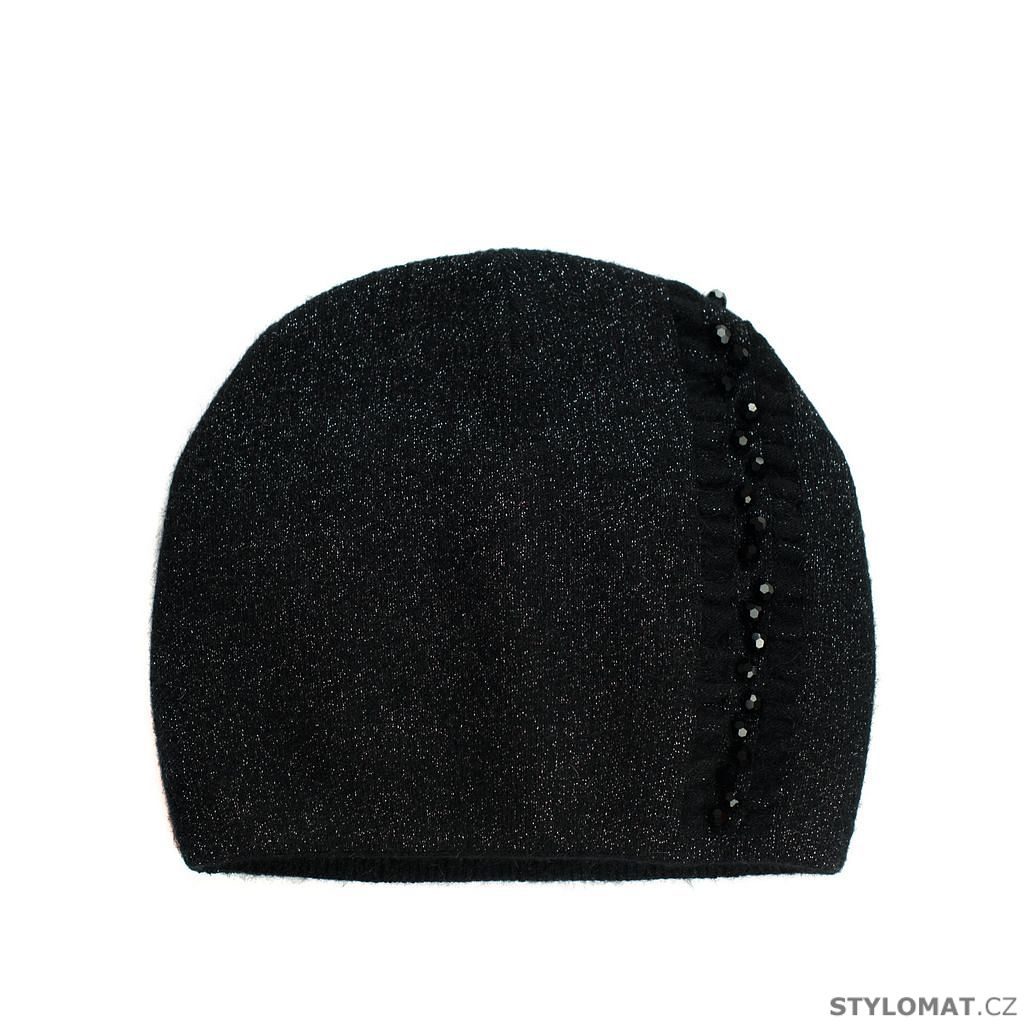 Čepice zdobená kamínky černá - Art of Polo - Teplé čepice (zimní)