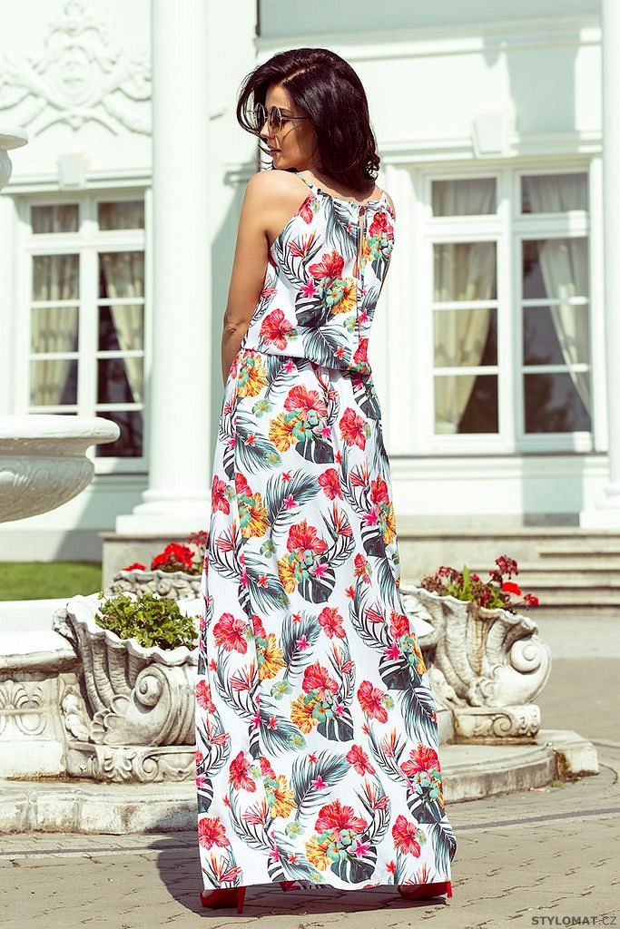 Květované maxi šaty s rozparkem - Numoco - Dlouhé letní šaty