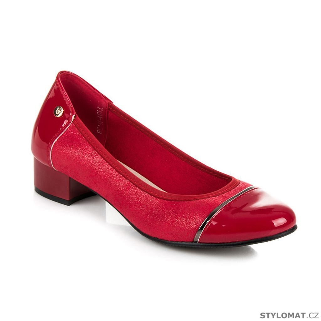 Casual boty na nízkém podpatku červené - VICES - Lodičky