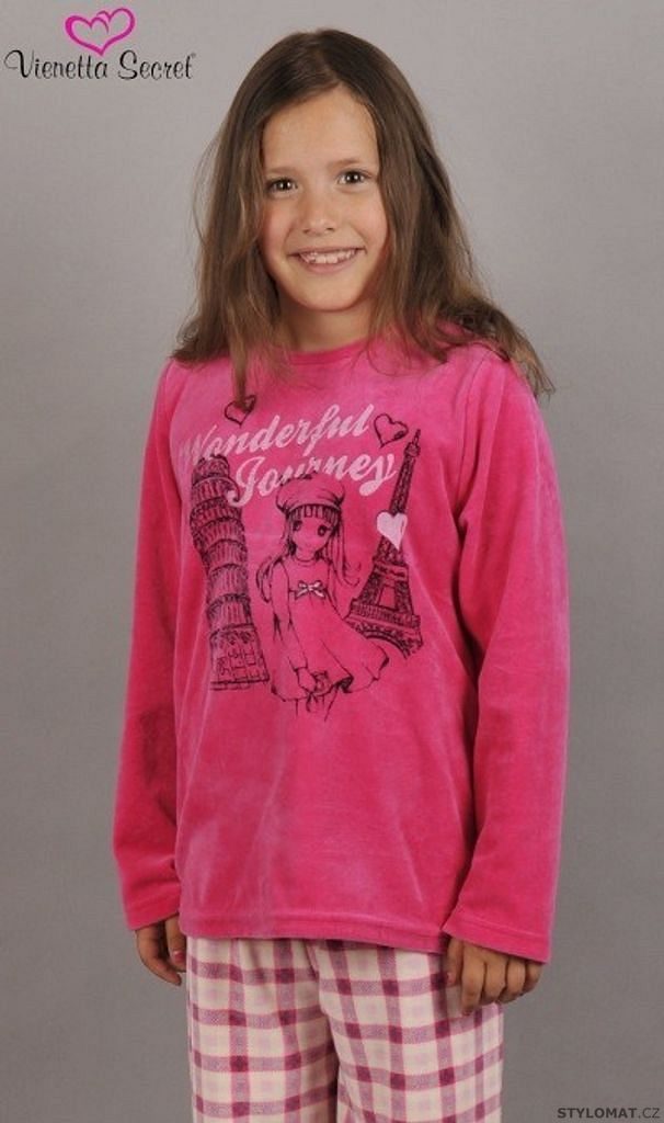 Dětské pyžamo dlouhé Dívka na cestách barva tmavě růžová - Vienetta -  Dětská pyžama a noční košile