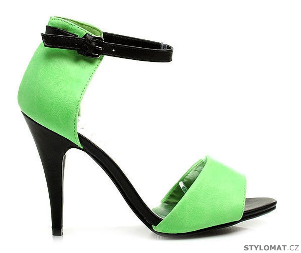Zeleno-černé sandálky na podpatku - CNB - Sandále