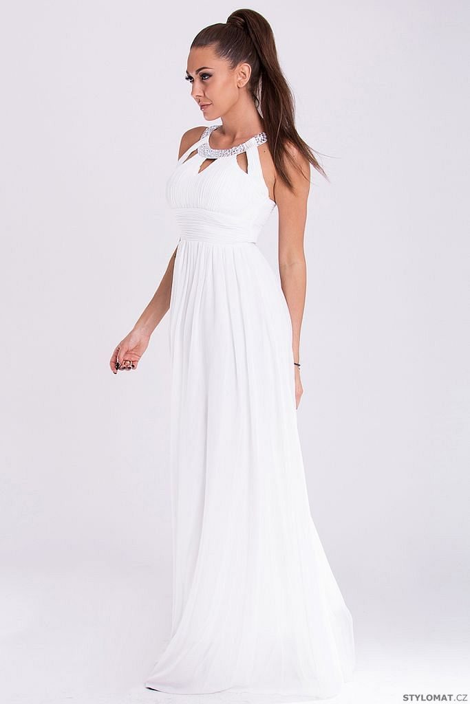 Dlouhé elegantní bílé šaty - Eva&Lola - Dlouhé společenské šaty