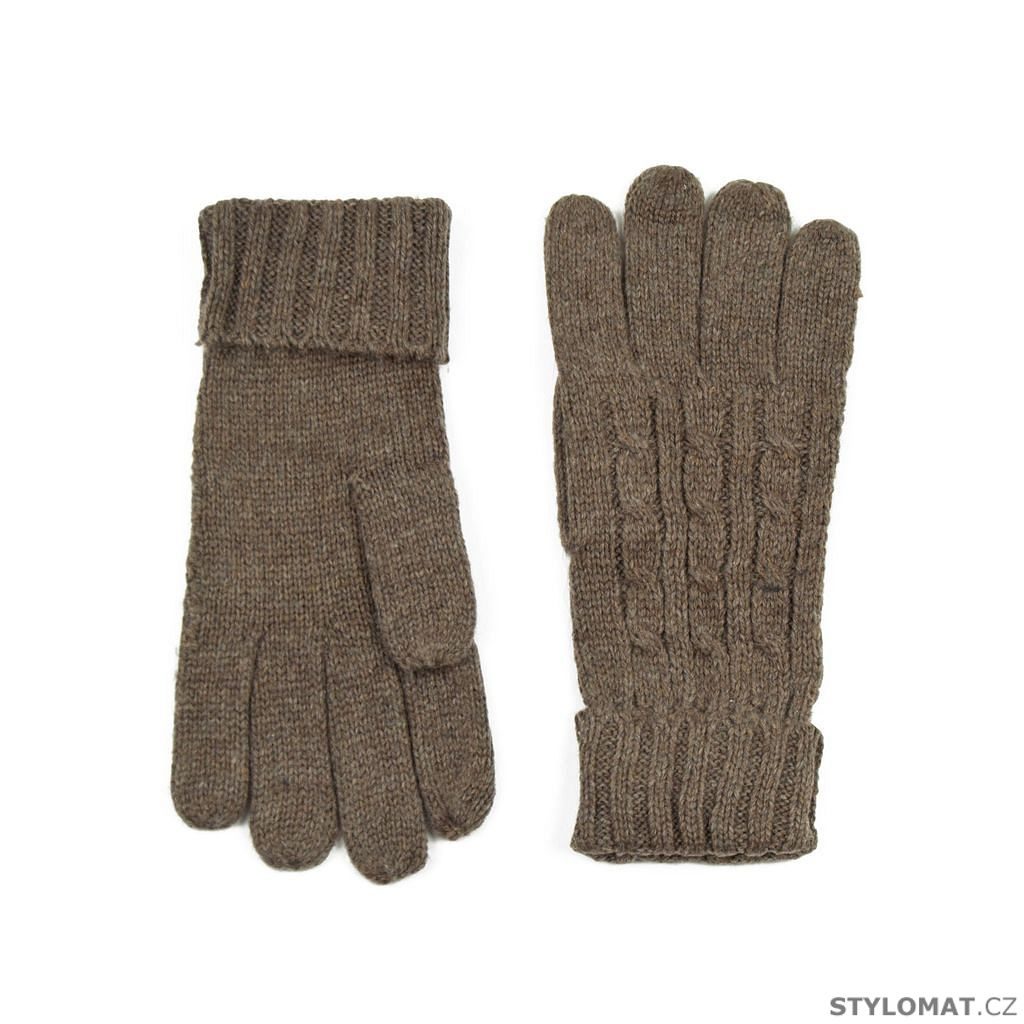 Hnědé pletené rukavice - Art of Polo - Dámské rukavice