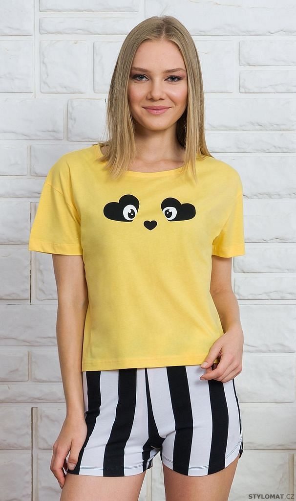 Dámské pyžamo šortky Paula barva žlutá - Vienetta - Pyžama