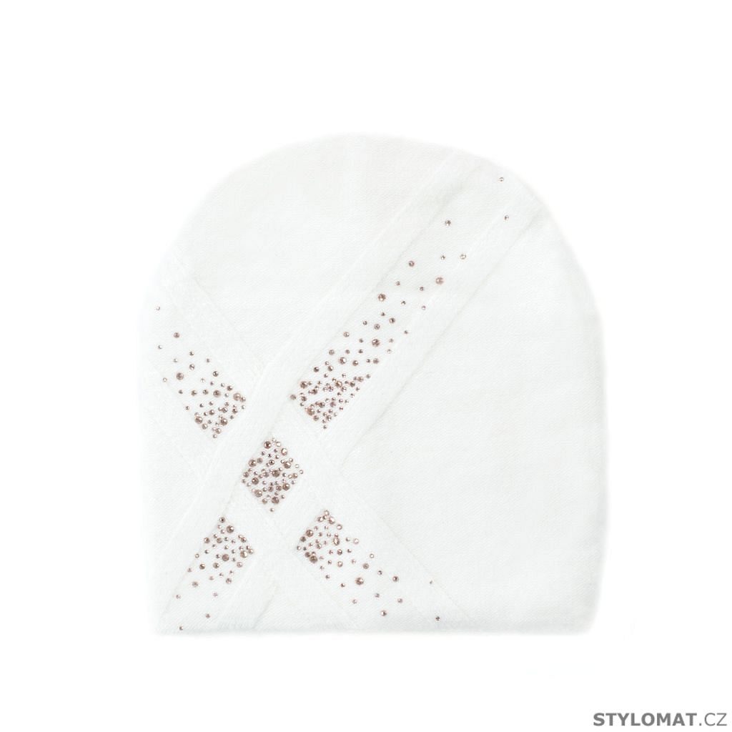 Elegantní čepice s ozdobnými kamínky bílá - Art of Polo - Teplé čepice  (zimní)