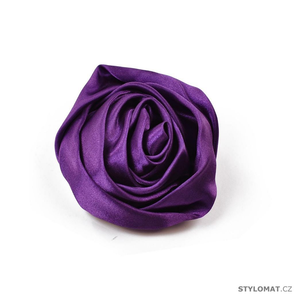 Saténová růžička fialová - brož - sponka do vlasů - Art of Polo -  Fascinátory a ozdoby do vlasů