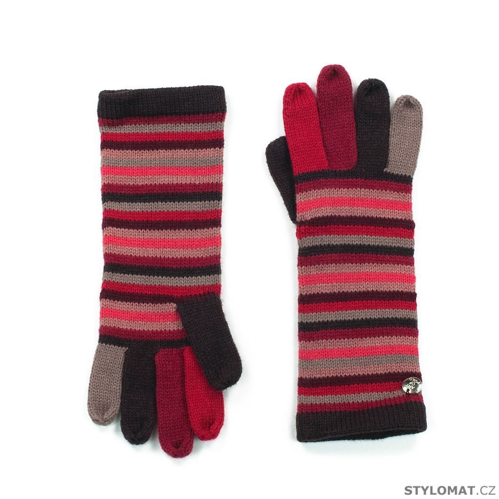 Barevné pruhované rukavice červené - Art of Polo - Dámské rukavice