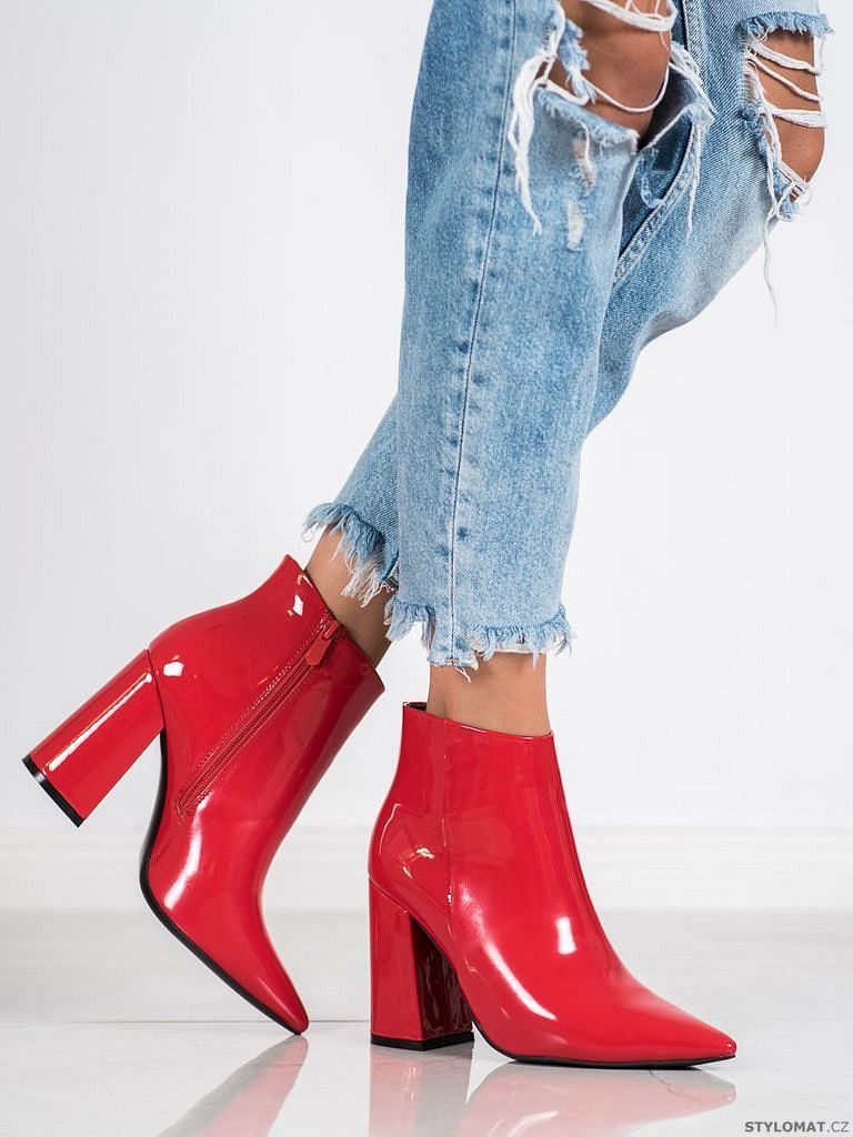 Červené lakované boty - SEASTAR - Kotníčkové boty