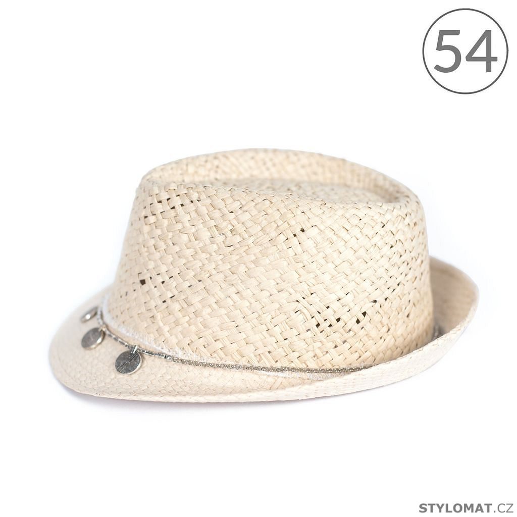 Trilby klobouk bílý s penízky - Art of Polo - Dámské letní klobouky