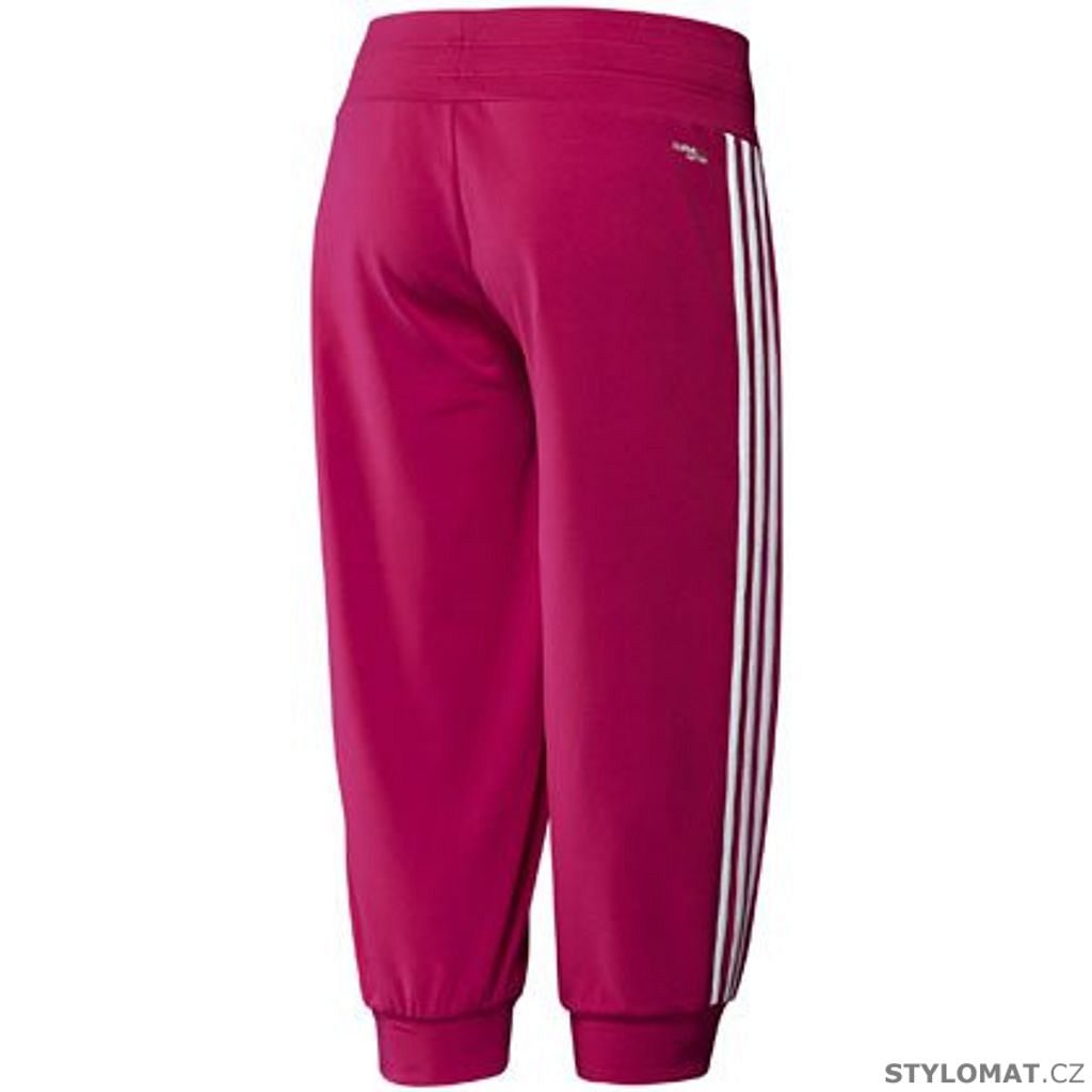 Dámské růžovo/bílé capri kalhoty adidas ESS 3S 3/4KN - Redial - Volnočasové  kalhoty