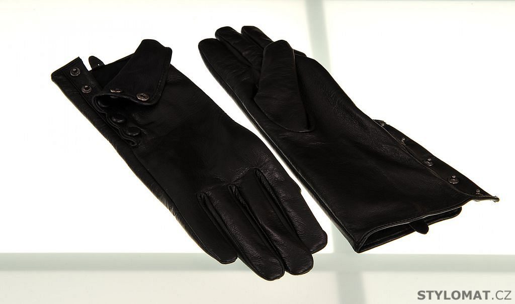 Černé kožené rukavice - Fashion - Dámské rukavice