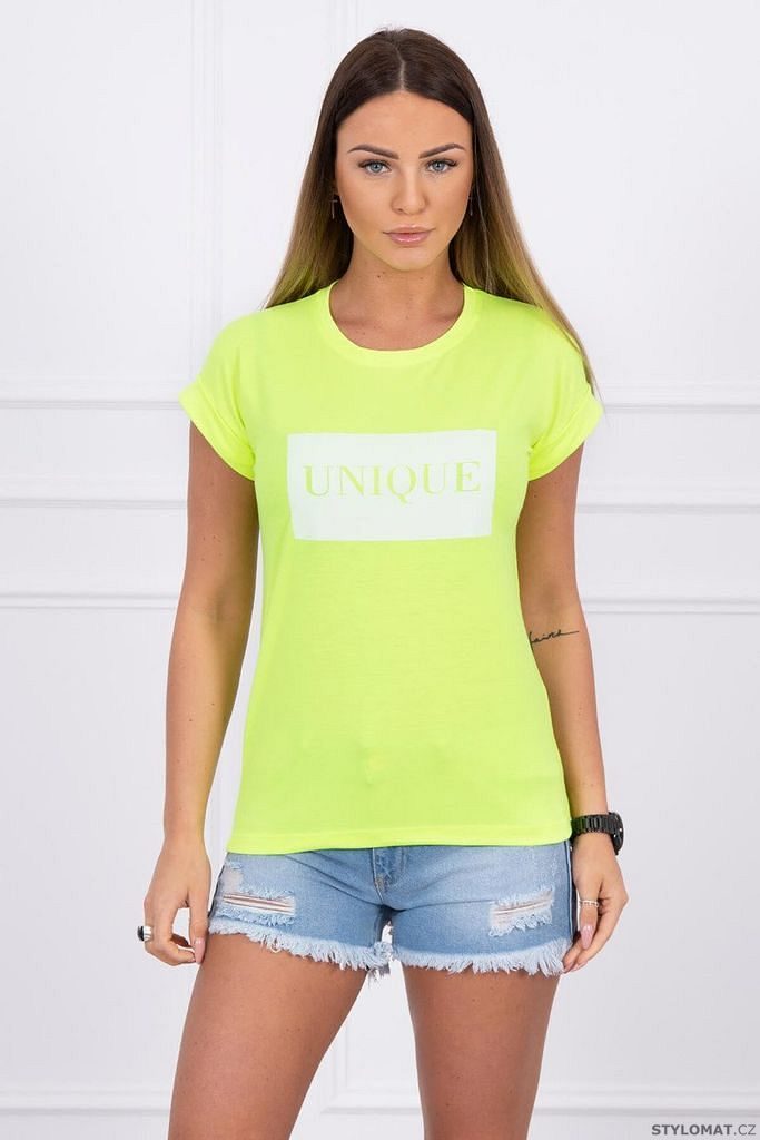 Tričko s nápisem "UNIQUE", neonově žlutá - Kesi - Trička s krátkým rukávem