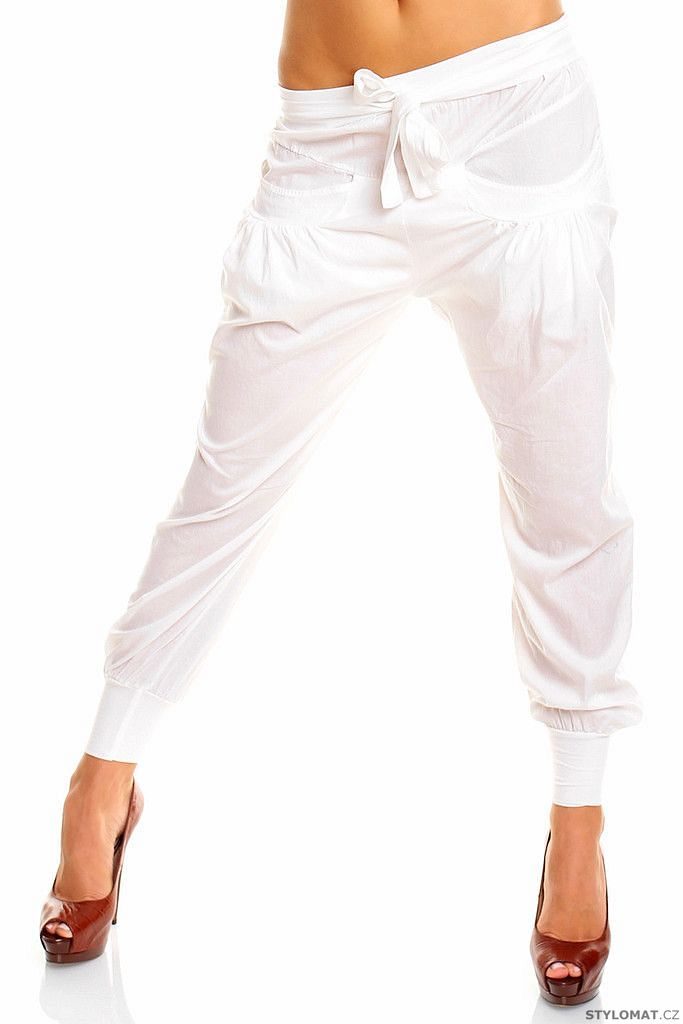 Dámské bílé letní kalhoty - Queen O.F. - Kalhoty