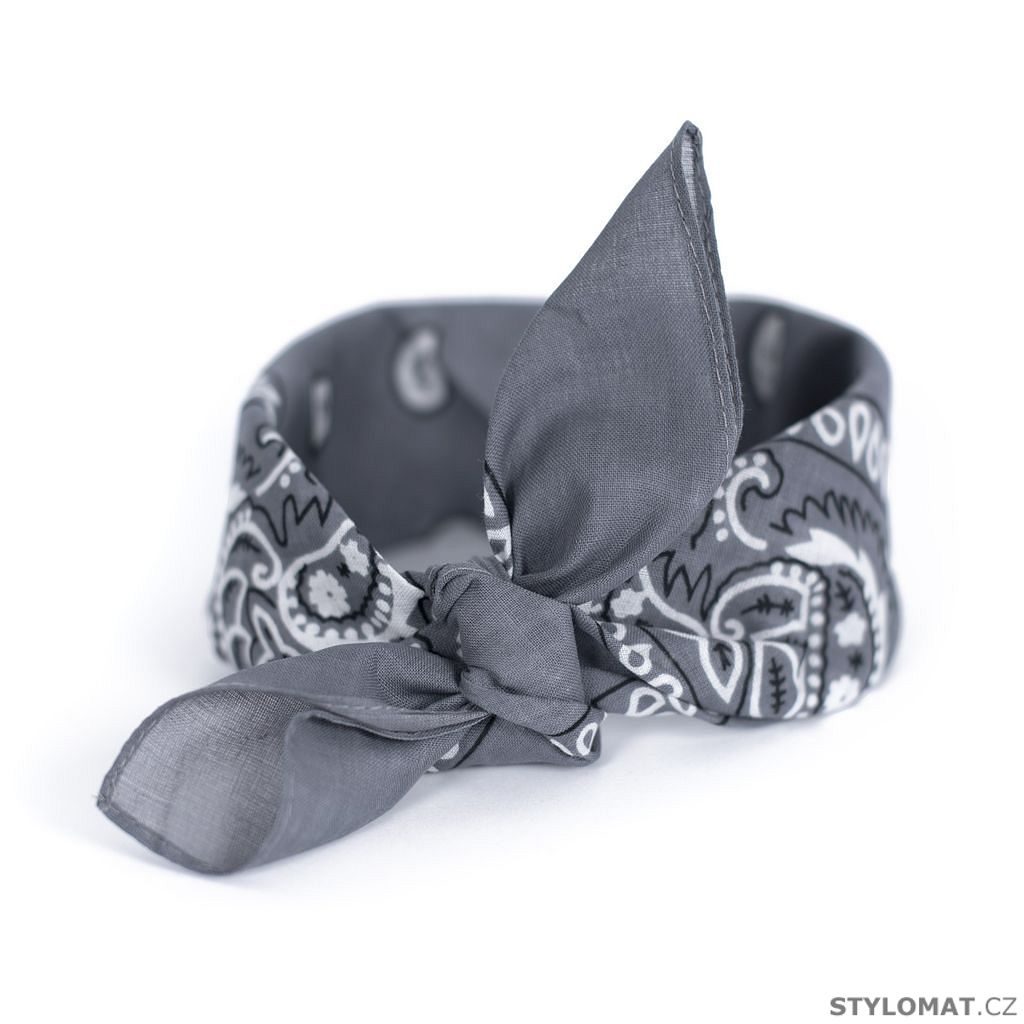 Šedý šátek do vlasů pin-up bandana - Art of Polo - Dámské šátky a šály