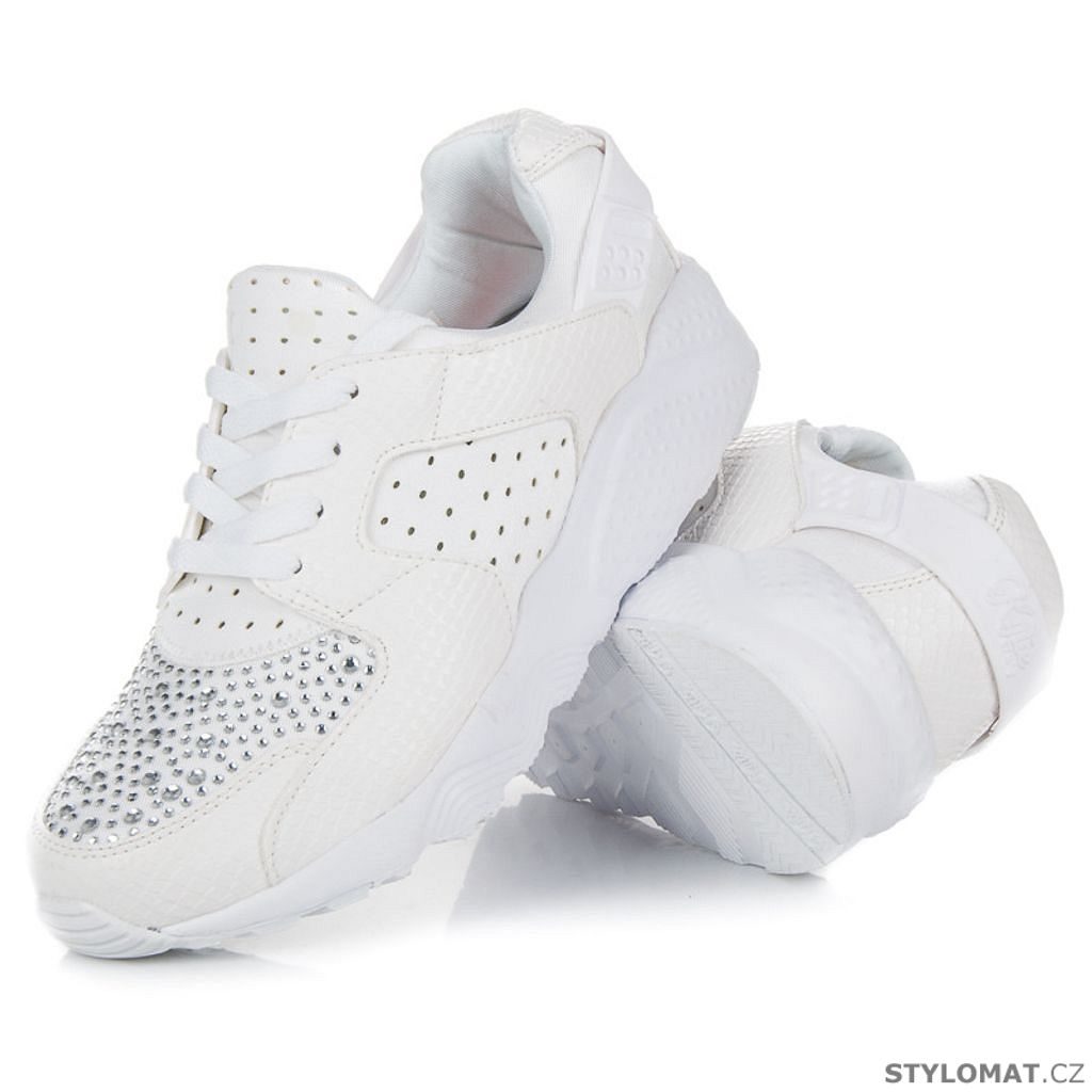Sportovní boty s kamínky bílé - Kylie - Tenisky