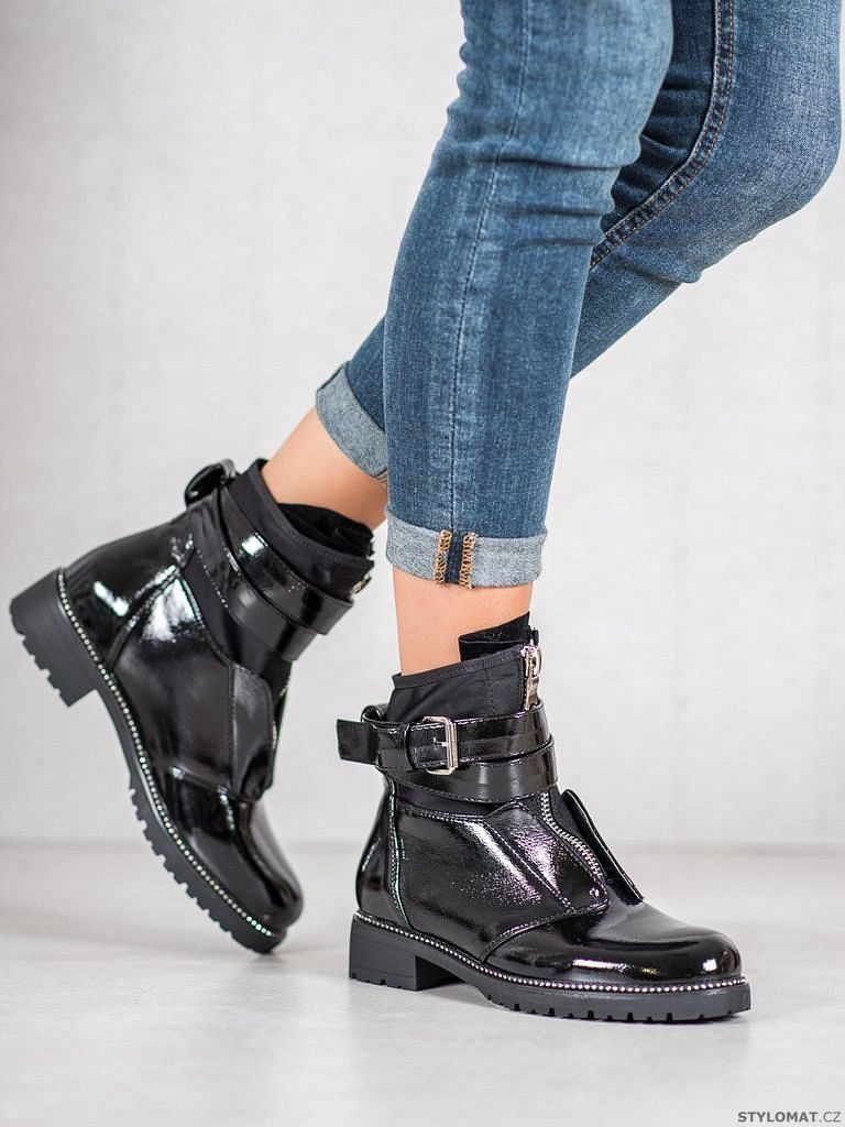 Lakované kotníkové boty černé - SEASTAR - Kotníčkové boty