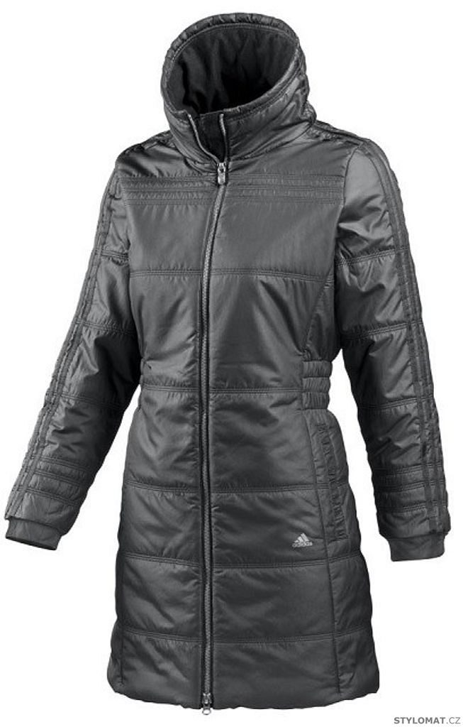 Dámský tmavě šedý zimní kabát adidas J ENTRY 3S COAT - Adidas - Kabáty a  kabátky
