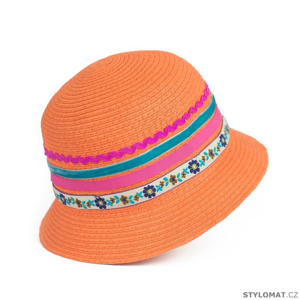 Klobouk oranžový s pruhy - Art of Polo - Dámské letní klobouky
