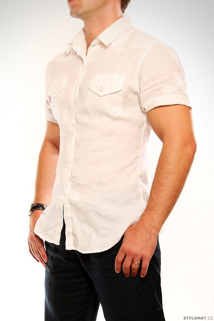 Pánská bílá lněná košile - Enos Ruxury - Košile