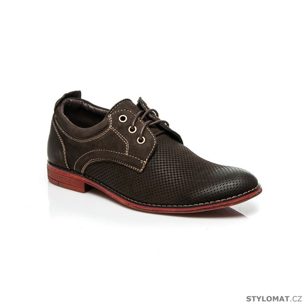 Hnědé pánské boty s červenou podrážkou - New age - Sportovní pánská obuv