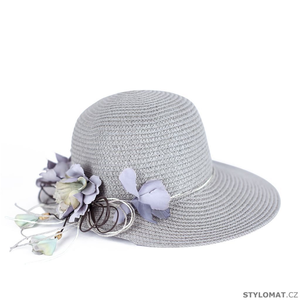 Dámský šedý klobouk s květinou - Art of Polo - Dámské letní klobouky