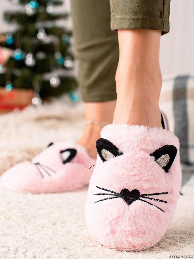 Růžové papuče kočky - Evento - Dámská obuv