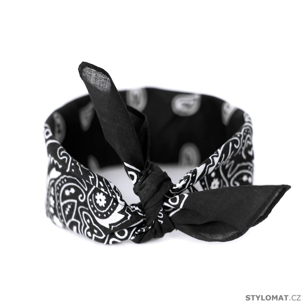 Černý šátek do vlasů pin-up bandana - Art of Polo - Teplé čepice (zimní)