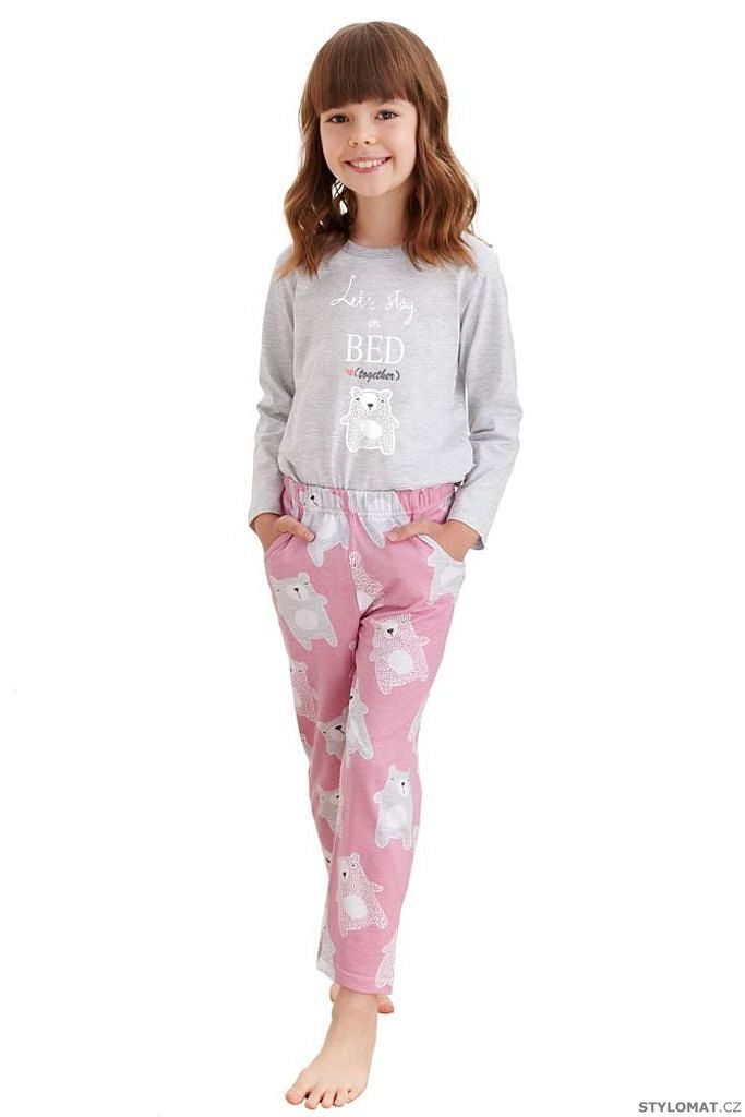 Dívčí pyžamo Sofia šedé medvídek - Taro - Dětská pyžama a noční košile
