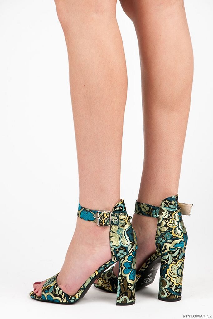 Trendy sandály s květinami modrozlaté - SERGIO TODZI - Sandále