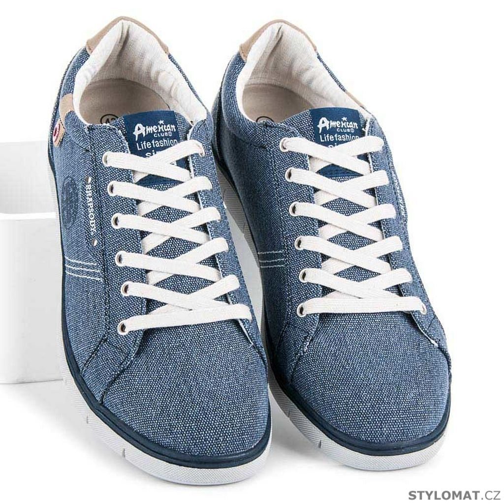 Sportovní pánské boty džínové modré - AMERICAN CLUB - Sportovní pánská obuv