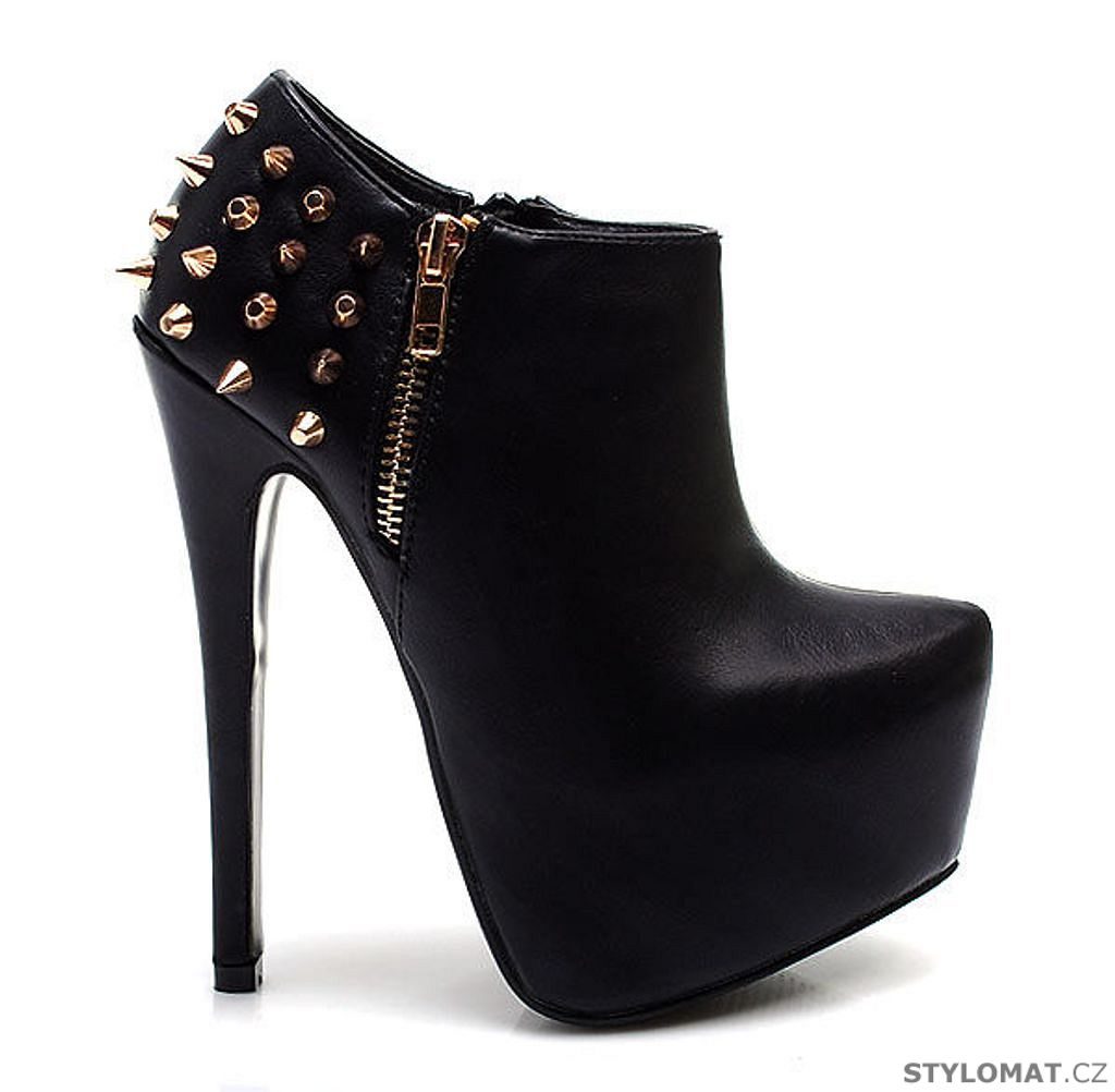 Černé sexy kotníčkové boty na jehlách - CASANDRA - Kotníčkové boty