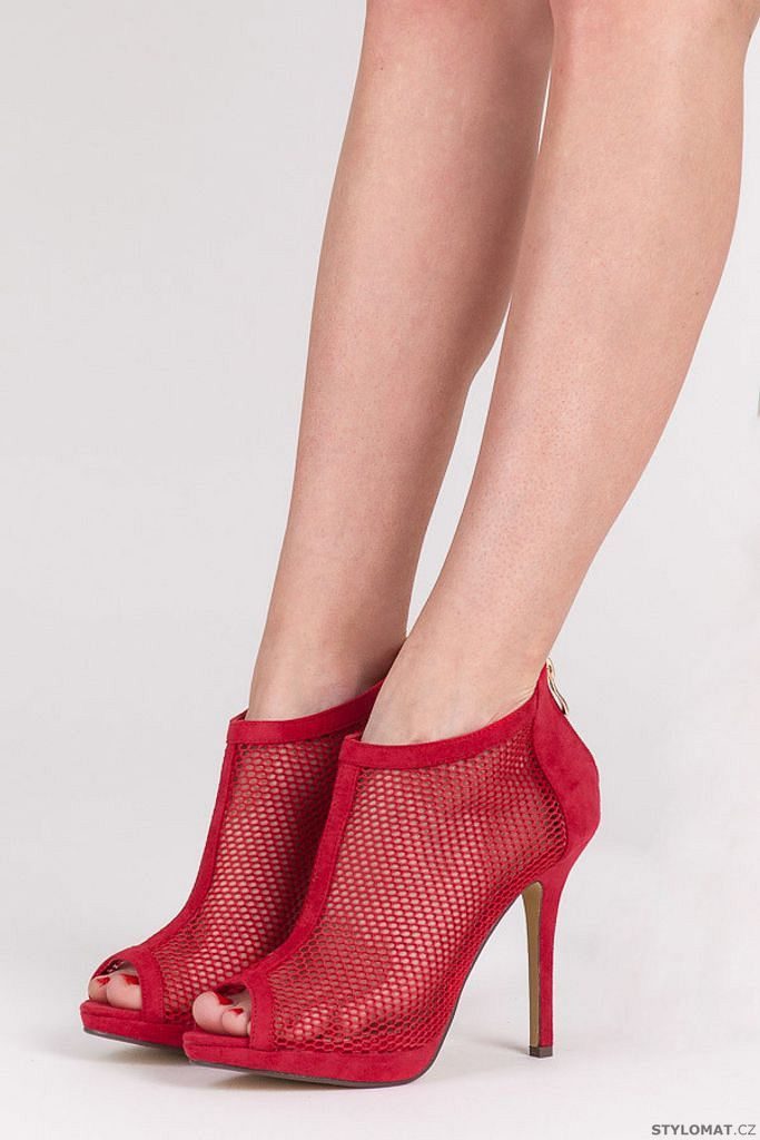 Červené kotníkové boty open toe - FEEGOOZ - Sandále