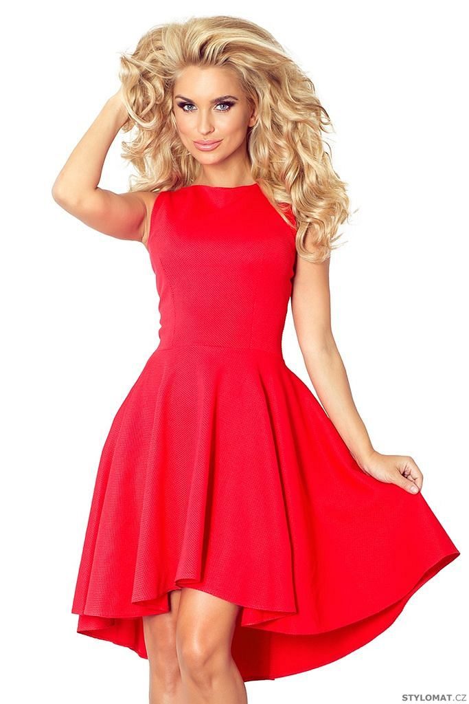 Elegantní červené šaty s širokou sukní - Numoco - Elegantní a business šaty