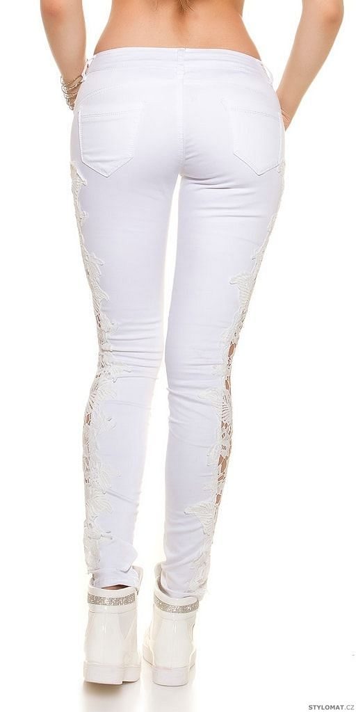 Bílé džíny s krajkou - Koucla - Jeansy