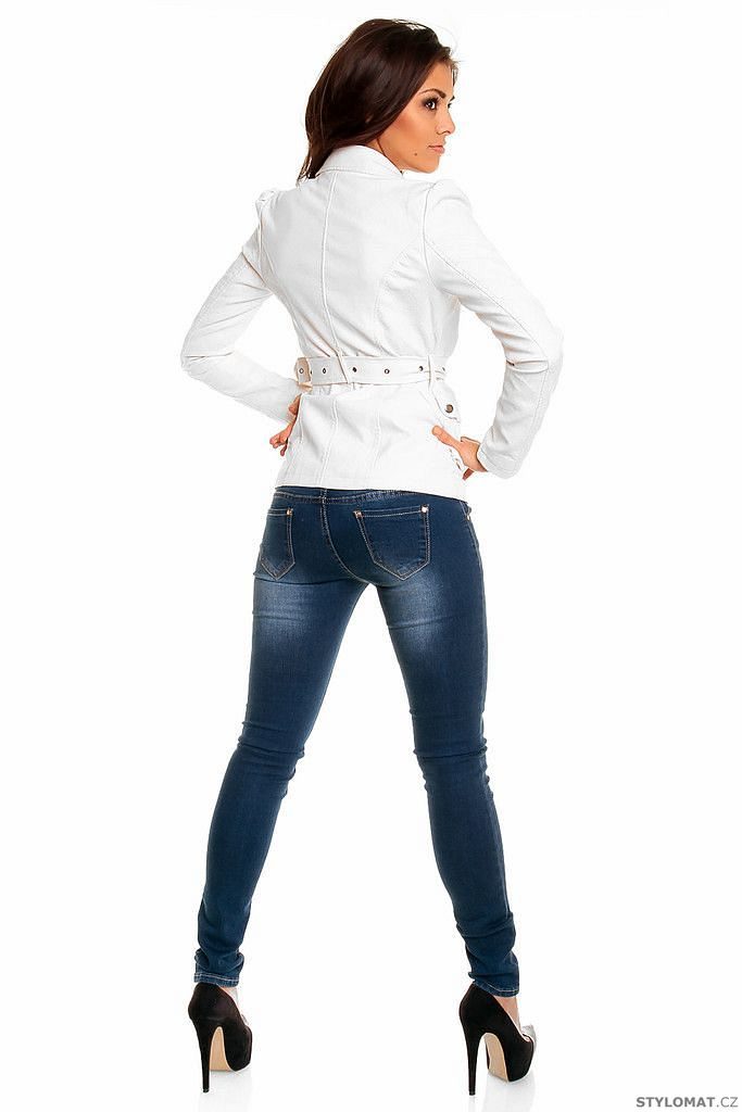 Dámská trendy bílá koženková bunda - Voyelles - Jarní bundy