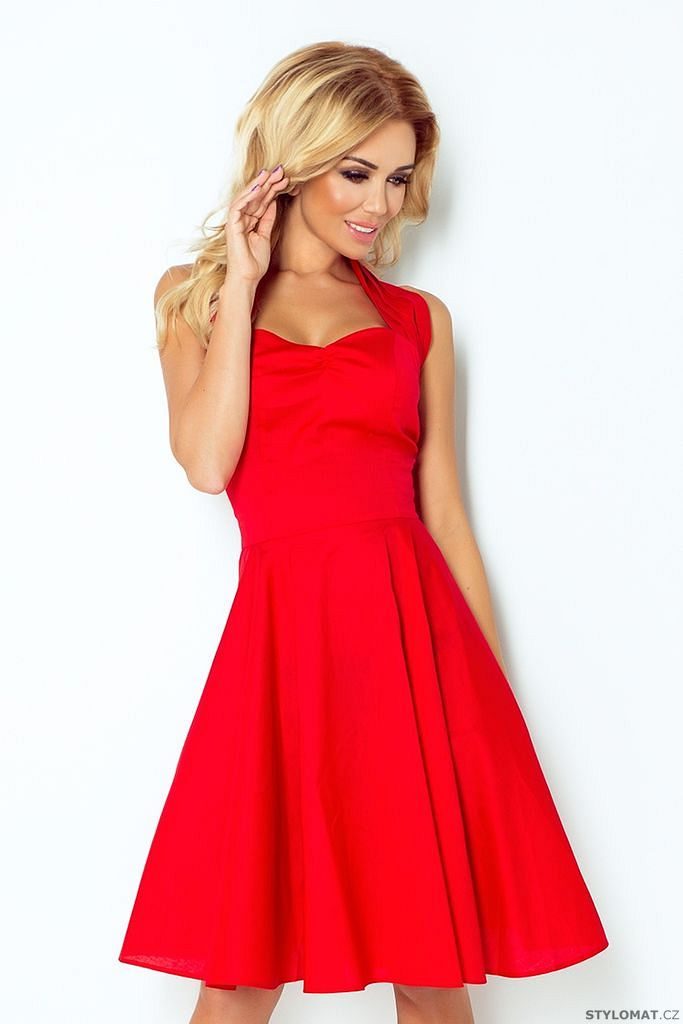 Červené šaty s širokou sukní - Numoco - Krátké společenské šaty