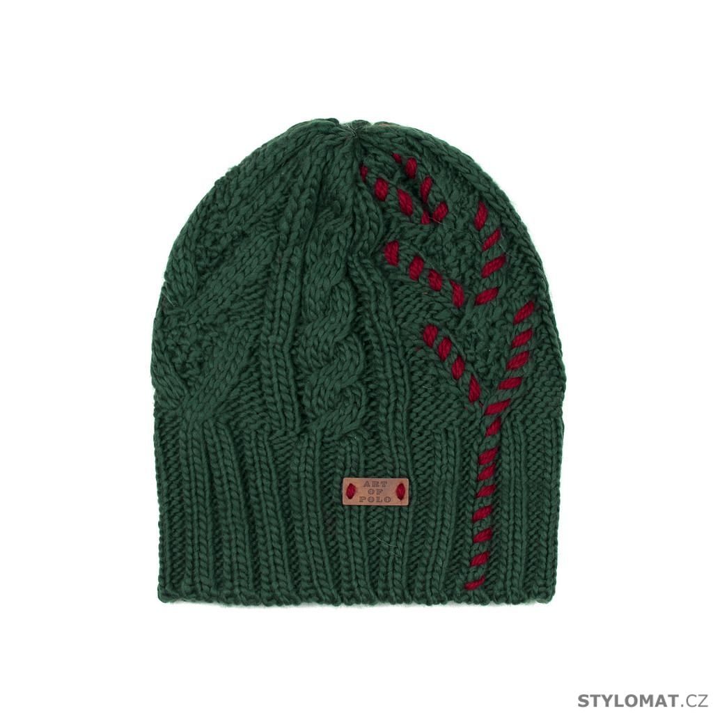 Dámská čepice s vplítanou ozdobou zelená - Art of Polo - Teplé čepice (zimní )