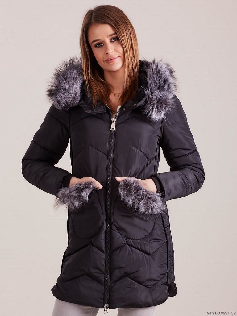 Dámská zimní bunda s kožešinou, černá - Stylomat.cz - Bundy, kabáty a vesty