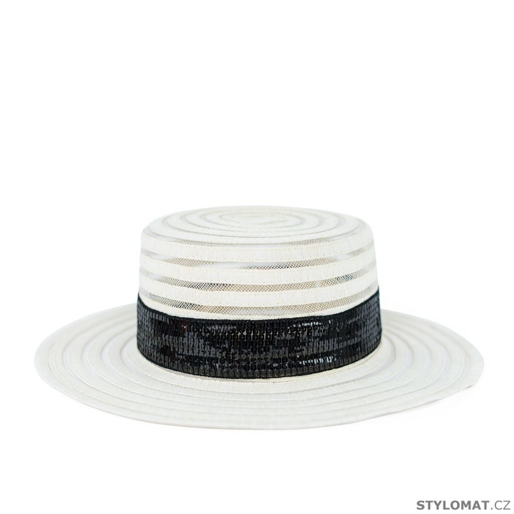 Stylový letní klobouk s flitry - bílý - Art of Polo - Dámské letní klobouky