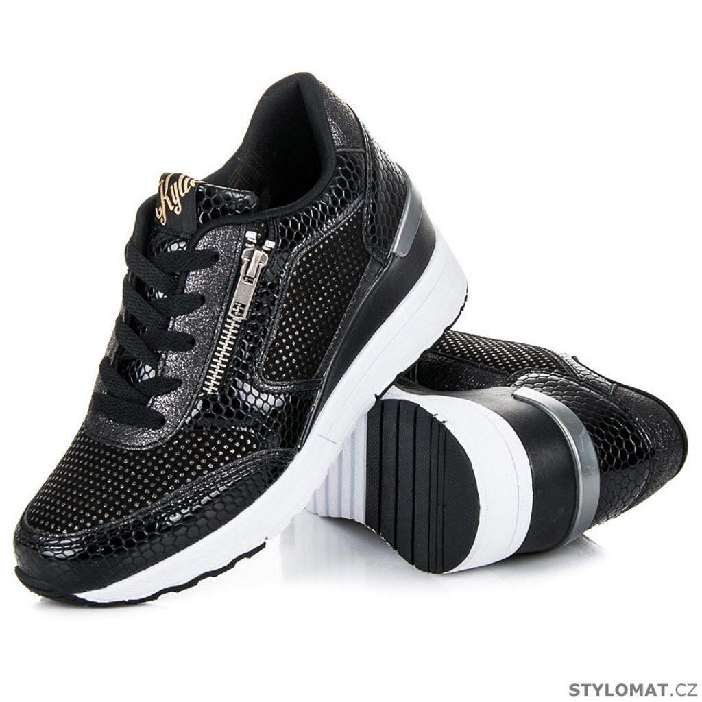 Sportovní boty na klínu černé - Kylie - Tenisky