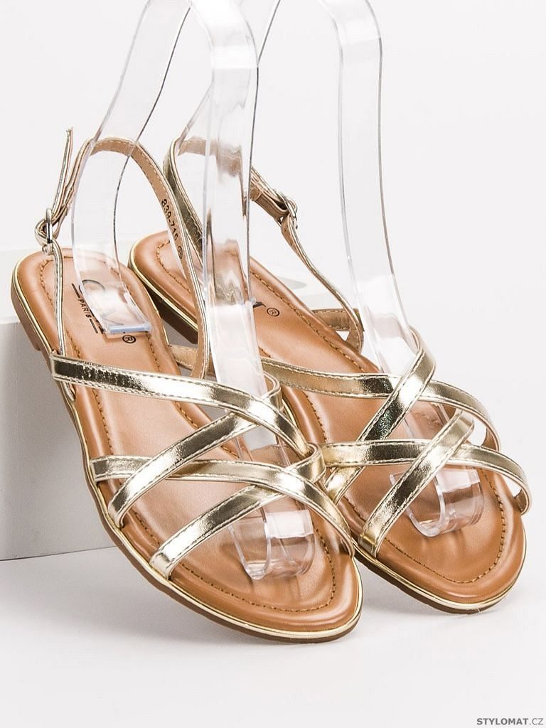 Zlaté páskové sandály - CM PARIS - Sandále