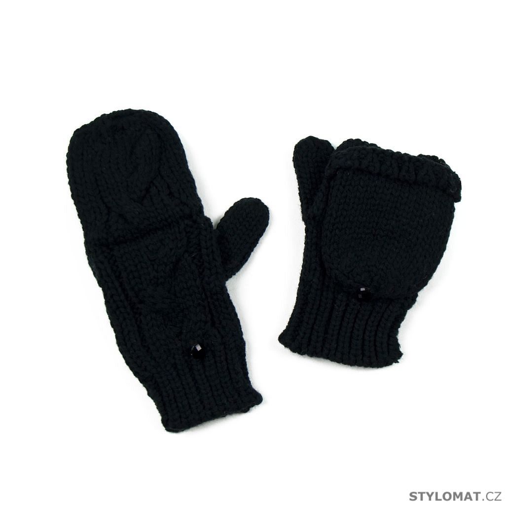 Černé palcové pletené rukavičky - Art of Polo - Dámské rukavice