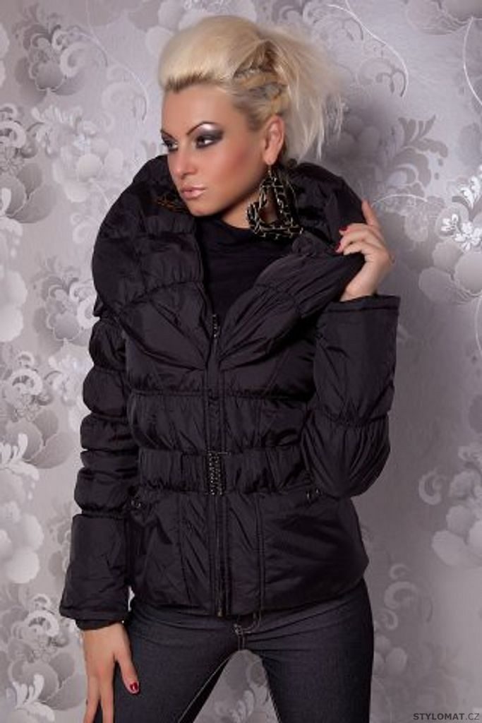 Moderní dámská černá zimní bunda s límcem - Redial - Zimní bundy
