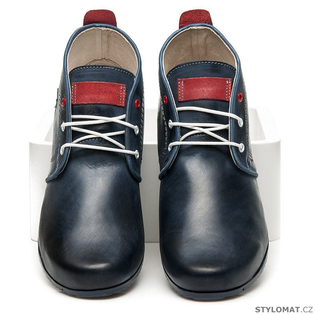 Vysoké kožené boty modré - Lucca - Pánské kotníkové a farmářky