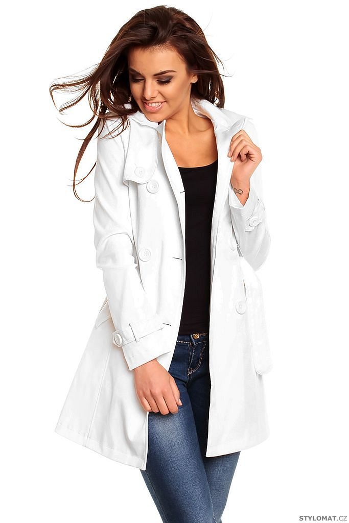 Dámský trendy bílý jarní kabátek - Voyelles - Kabáty a kabátky